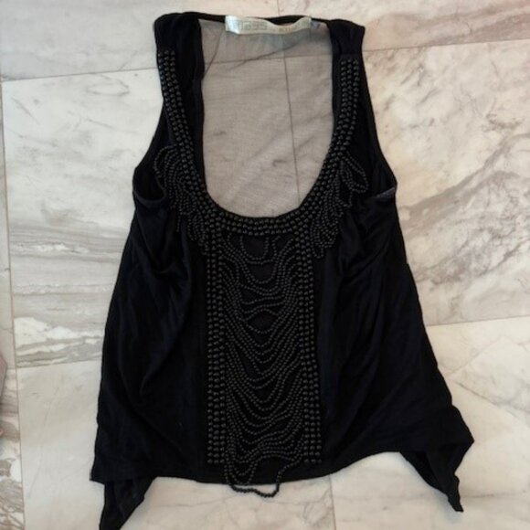 LF Tops - Beaded LF Black Crop Top Size Small